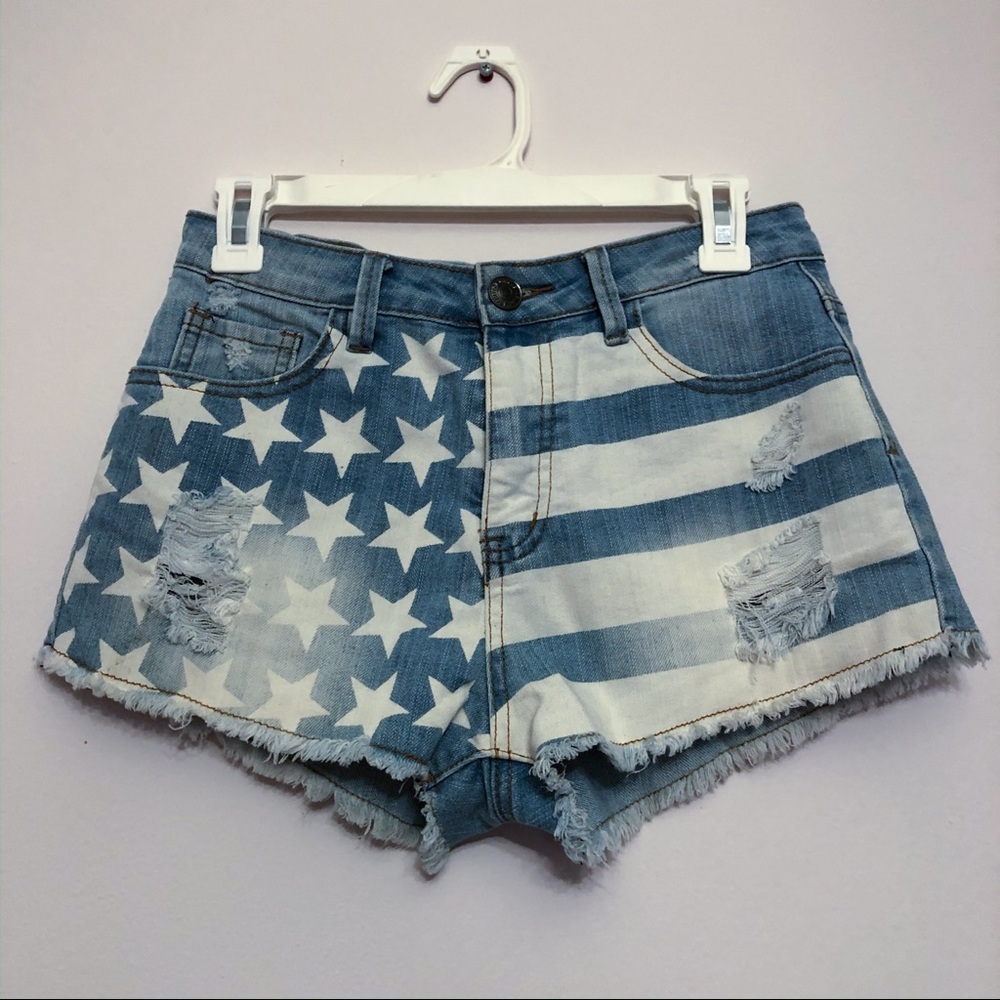 American flag jean shorts